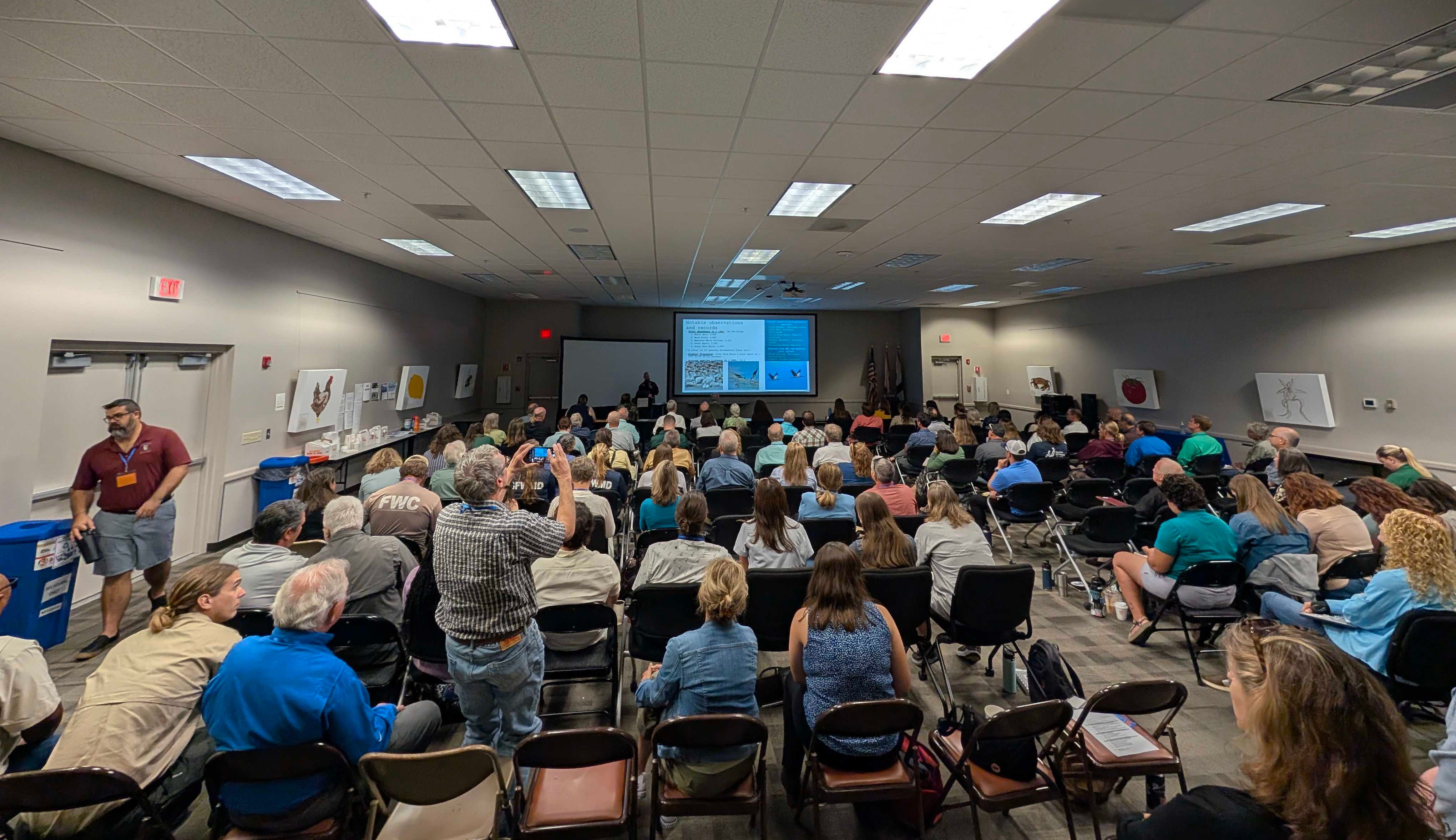 View from the back of a packed conference room